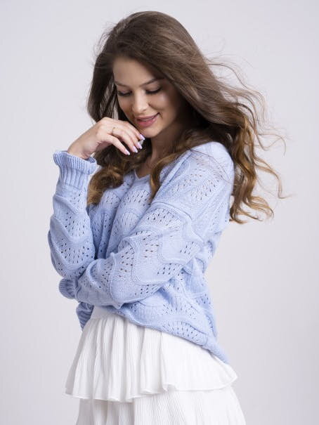 Damenpullover mit Strickmuster VEGA blau