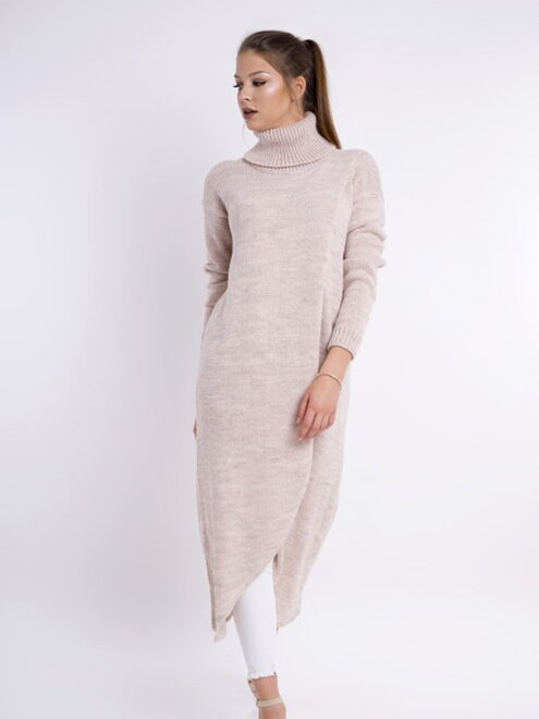 Langer Damen Rollkragenpullover ALVES puderrosa meliert