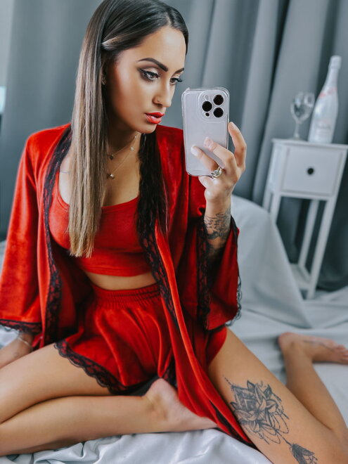 Luxusný pyžamový set JANNYS VSB22 red