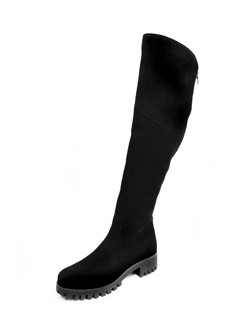Damen Lederstiefel über den Knien BARSA schwarz matt