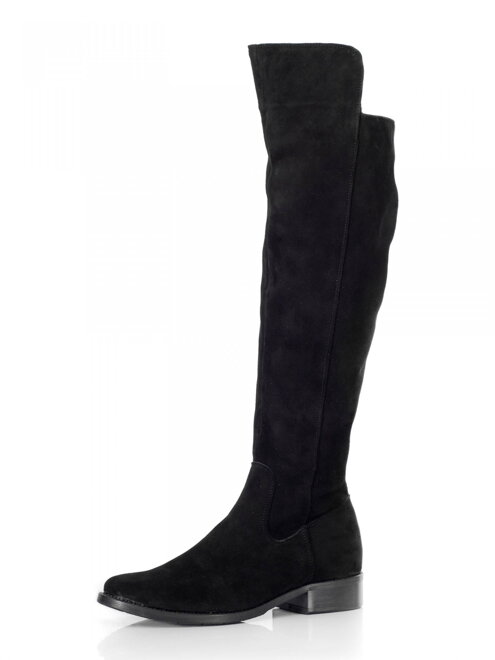Damen Lederstiefel über den Knien Ema 040 schwarz nubuk