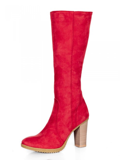 Damen Lederstiefel mit Absatz Ema 08 rot matt