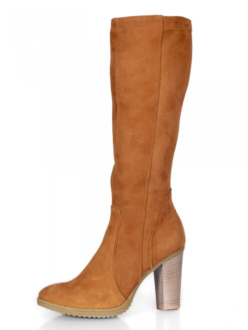 Damen Lederstiefel mit Absatz Ema 08 camel matt
