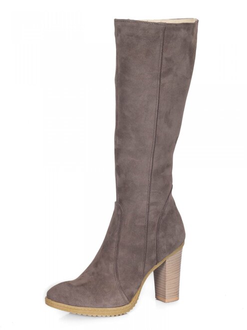 Damen Lederstiefel mit Absatz Ema 08 grau matt
