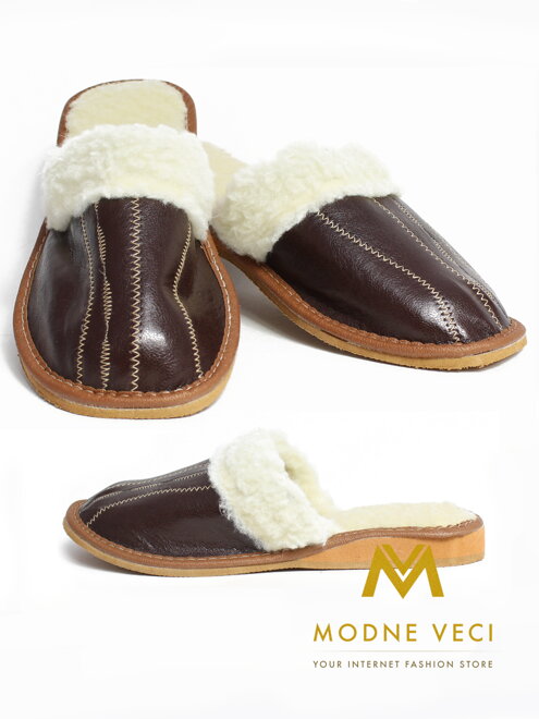 Warme Damen Pantoffeln Modell 28 dunkelbraun