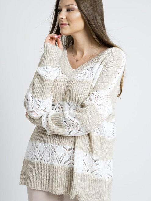 Damen Strickpullover COSMO weiß-beige