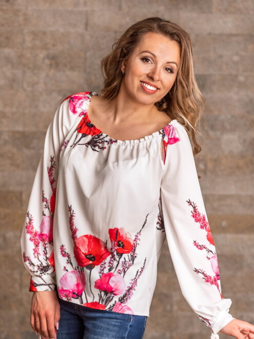 VERSABE Elegante Damenbluse VS-DB-1901 Mohnblume