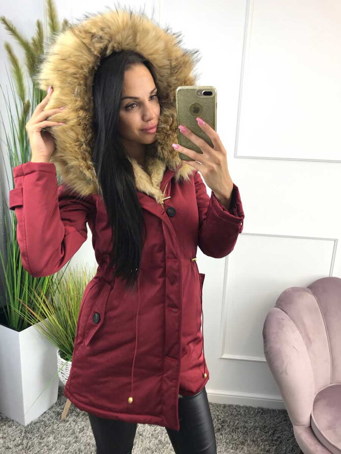 Lange Damen Winterjacke MsF03 burgund