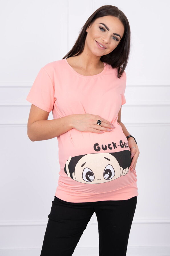 Frauen Mutterschaft T-Shirt 2992 pfirsich-orange