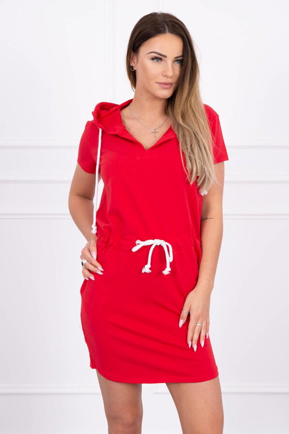Damen Sport-Kleid mit Kapuze 8982 rot