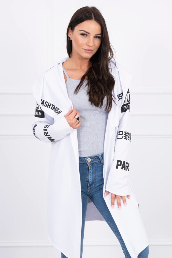 Langes Damen-Sweatshirt mit trendigen Bedrucken 033 weiß