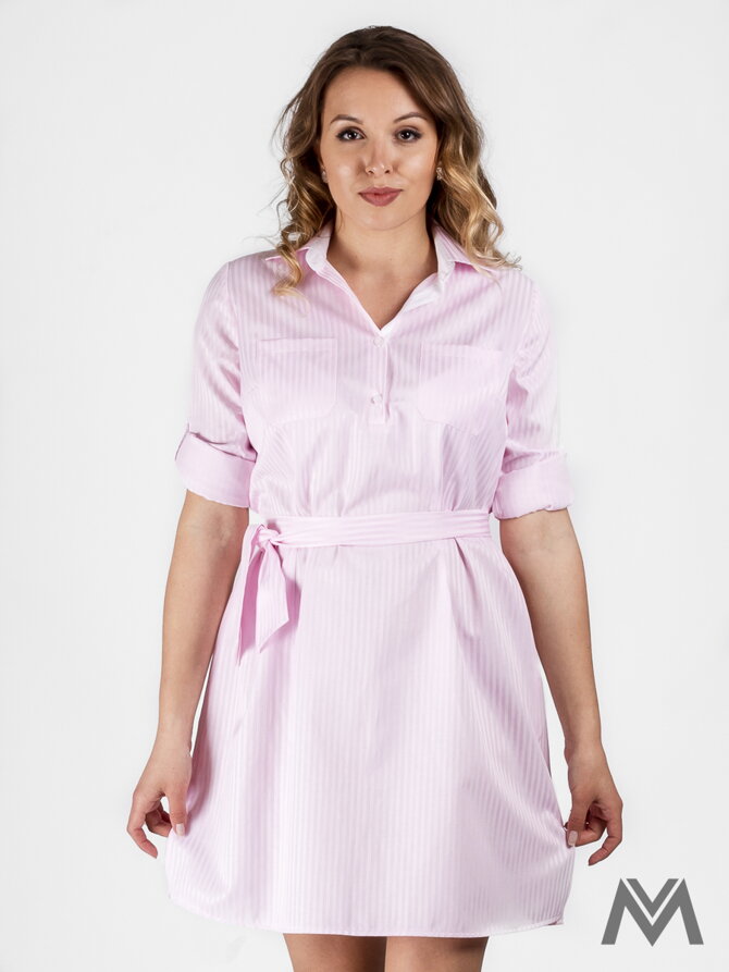 Damen Blusenkleid VS-DS 1842 rosa mit Streifen