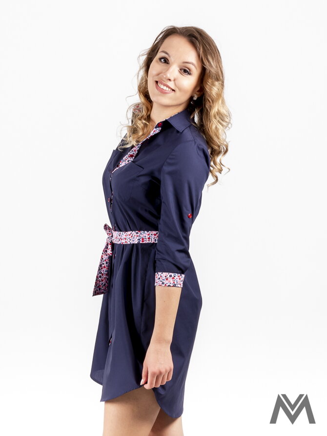Damen Blusenkleid VS-DS-1840 dunkelblau