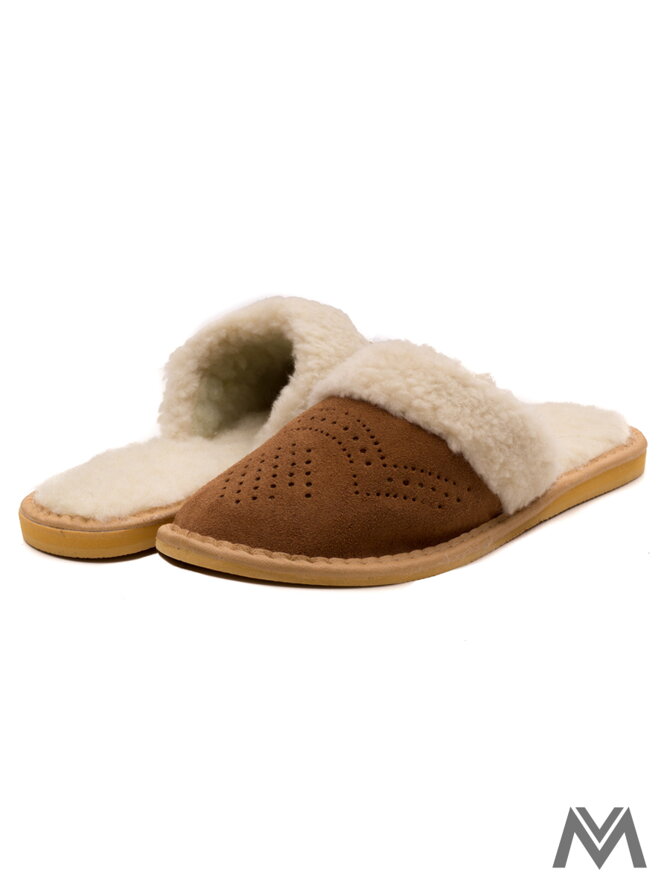 Warme Damen Pantoffeln Modell 17 hellbraun