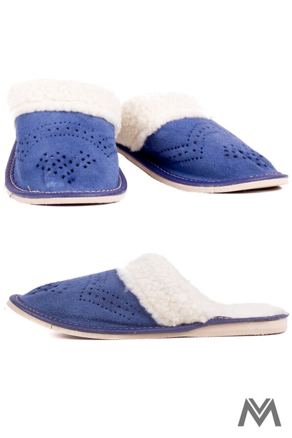 Warme Damen Pantoffeln Modell 18 dunkelblau