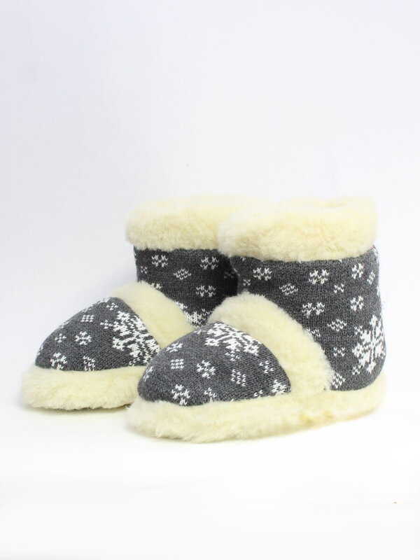 Warme Pantoffeln Modell 48 aus Schafwolle grau Warme Pantoffeln Modell 48 aus Schafwolle grau