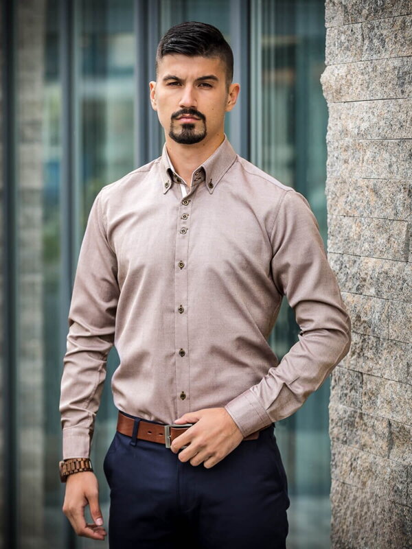 VERSABE Schönes braunes Herrenhemd VS-PK-1736