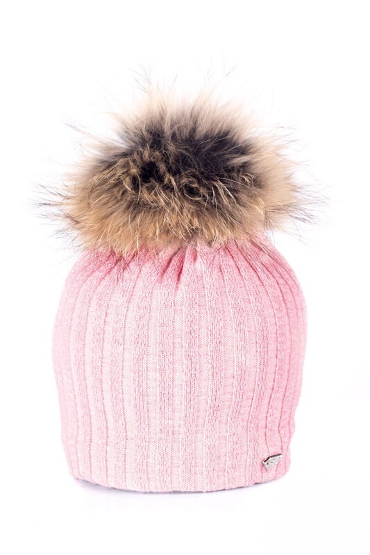 VERSABE Frauen Strickmütze mit Bommel aus echtem Pelz ROKSI- rosa VERSABE Frauen Strickmütze mit Bommel aus echtem Pelz ROKSI- rosa