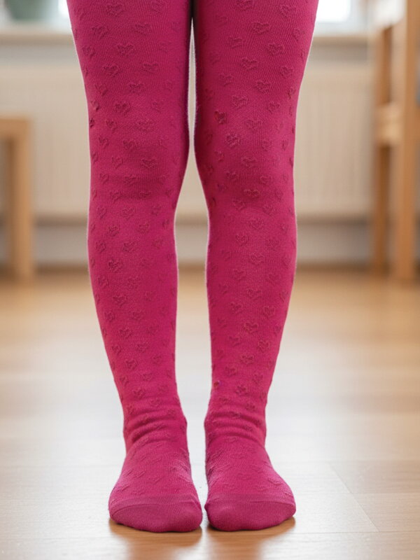 Mädchenstrumpfhosen mit Mini-Herzen Fuchsia