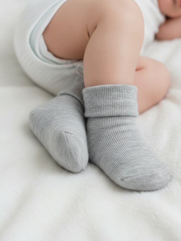 Einfarbige Kindersocken in Grau