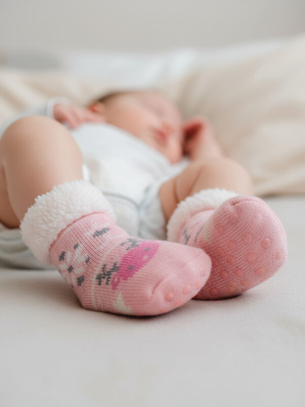 Thermosocken "Rentier" für Babys rosa