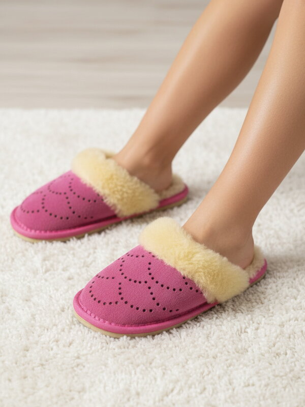 Kinderhausschuhe mit rosa Kunstfell 02 vel 27-34