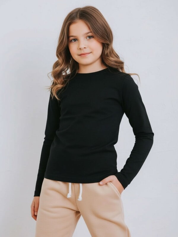 Detské čierne tričko s dlhým rukávom VSB DANI 