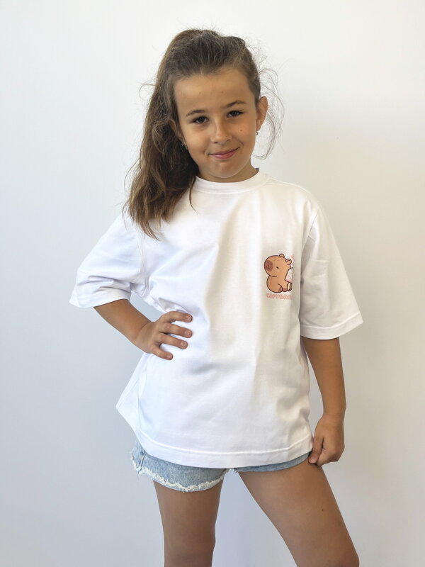 Weißes Mädchen-T-Shirt VSB CAPYBARA Weißes Mädchen-T-Shirt VSB CAPYBARA