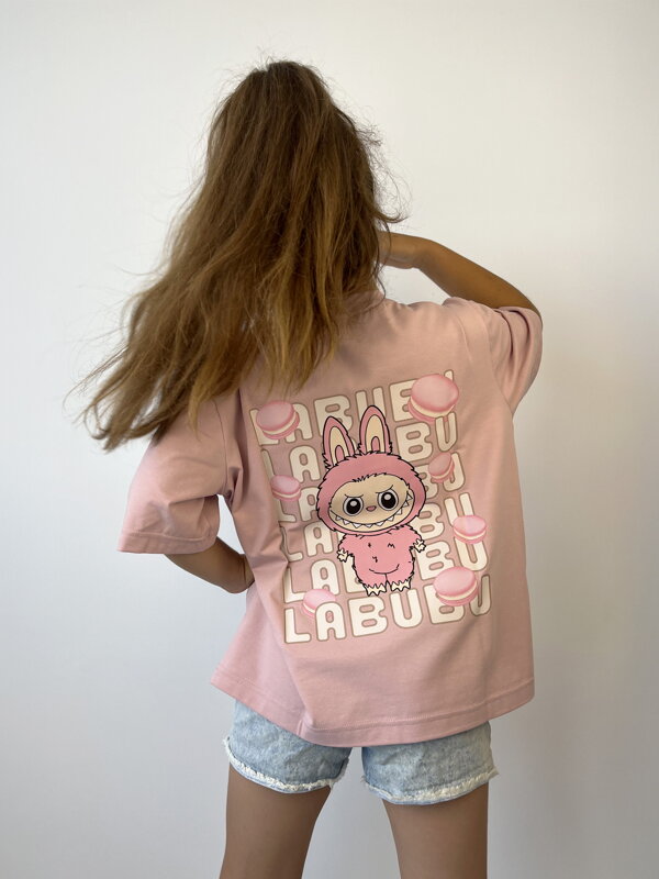 Kinder T-Shirt mit LABUBU VSB rosa Übergröße Kinder T-Shirt mit LABUBU VSB rosa Übergröße