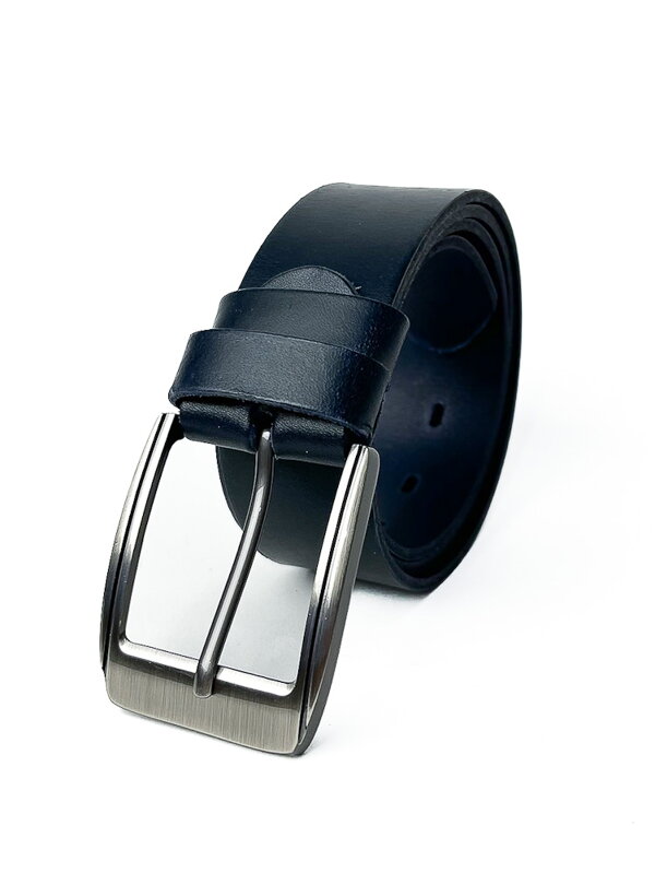 Luxuriöser Herrengürtel aus dunkelblauem Leder, 4 cm