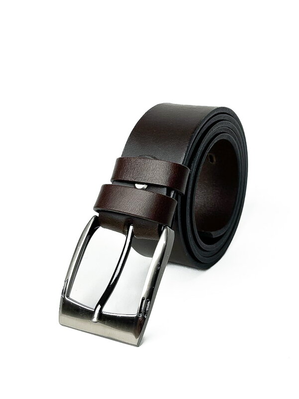 Herrengürtel aus dunkelbraunem Leder, 4 cm