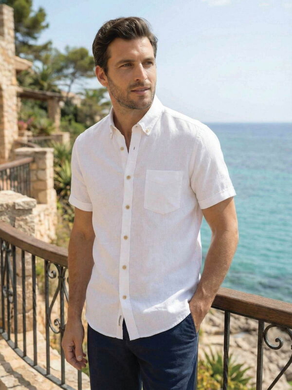 Herren-Leinenhemd BUFFON weiß