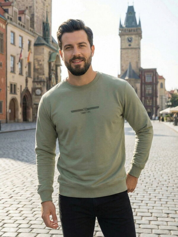 Pánska moderná mikina bez kapucne