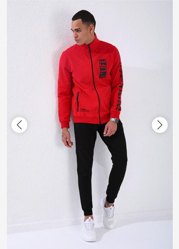 Stylischer Trainingsanzug für Herren TOMMY LIFE rot Stylischer Trainingsanzug für Herren TOMMY LIFE rot