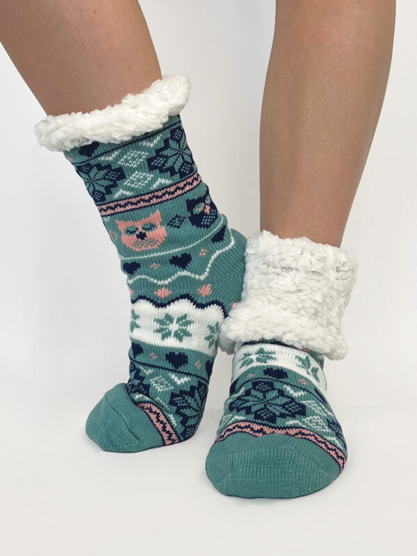 Dámske vlnené termo ponožky SOVA tyrkys Dámske vlnené termo ponožky SOVA tyrkys