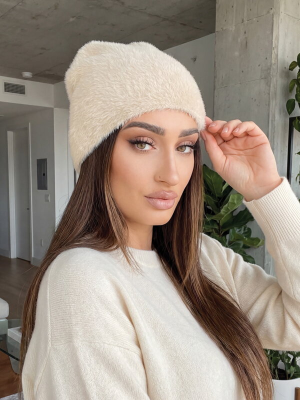 Damen Alpaka-Mütze in Cremefarbe