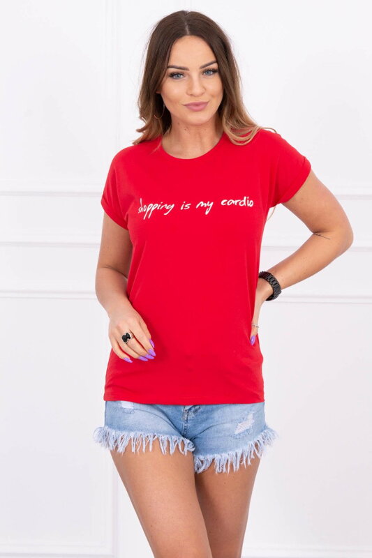 Damen T-Shirt SHOPPING 65297 rot