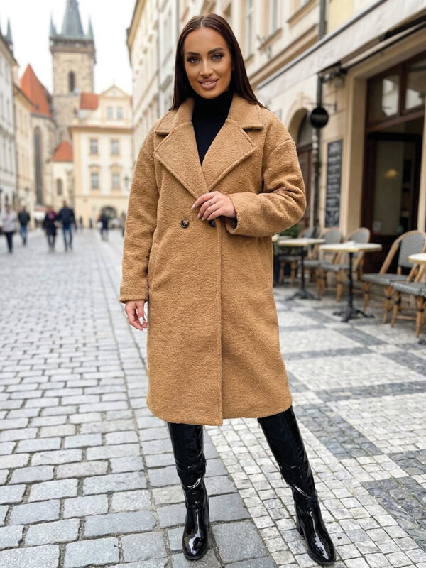 Eleganter Mantel mit Ballonärmeln Braun