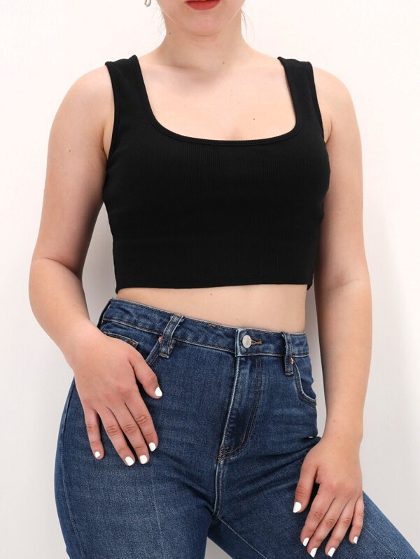 Ärmelloses Crop-Top schwarz Ärmelloses Crop-Top schwarz