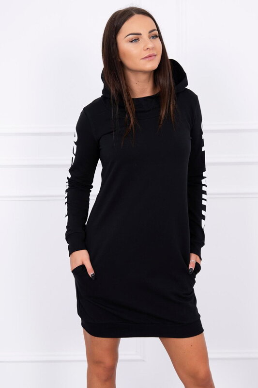 Damen Sport-Sweatshirt Kleid 62072 OFF WHITE schwarz