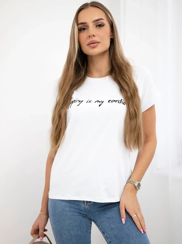 Damen-T-Shirt mit der Aufschrift weiß Damen-T-Shirt mit der Aufschrift weiß