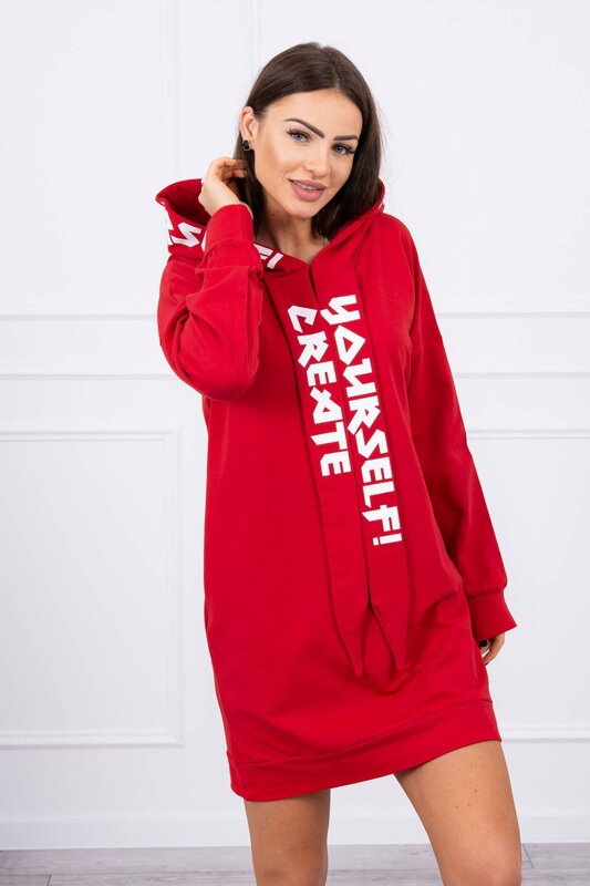 Damen Sweatshirt-Kleid mit Kapuze 0042 rot