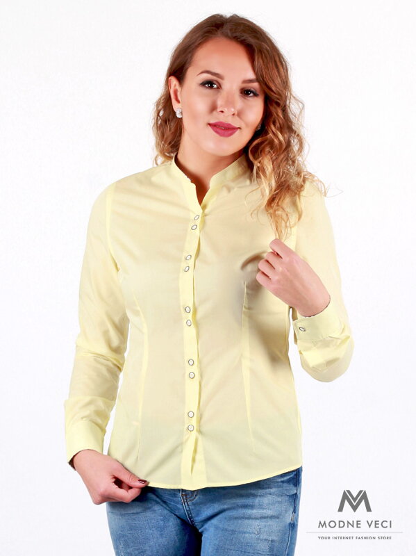 VERSABE Luxuriöses gelbes Hemd für Frauen mit geblümten Saum VS-DK 1738