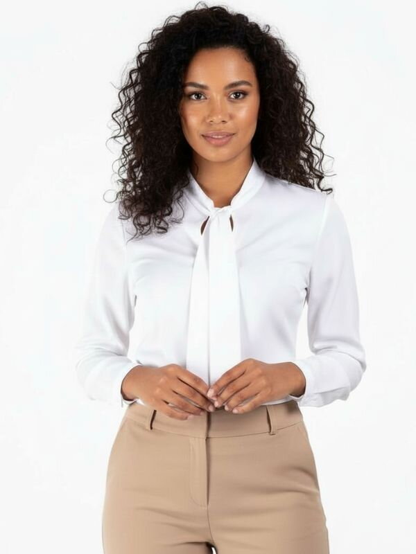 Damenbluse mit Schleife  VS-DK1726 weiß