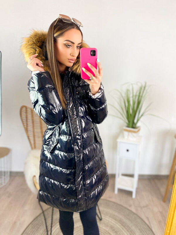Damen Glanzjacke in Schwarz
