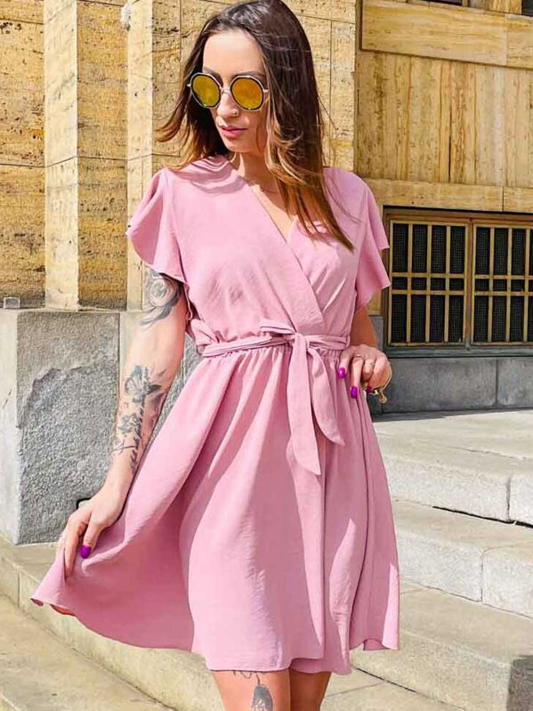 Damen Sommerkleid mit Rüschen MFY ART 22751 rosa