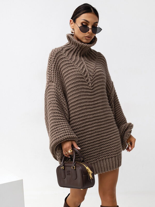 Dámsky predĺžený sveter ISABELL cappucino