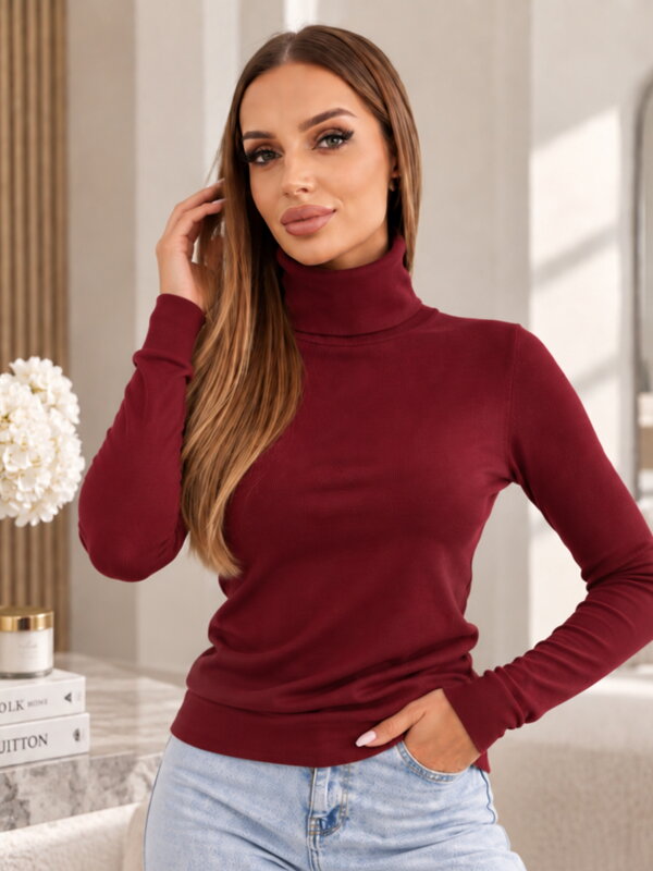 Bordowy damski golf 5117