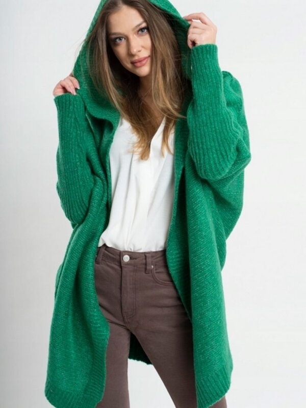 Damen Cardigan mit Kapuze NEIRO grün Damen Cardigan mit Kapuze NEIRO grün