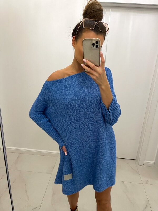 Oversize langer Strickpullover SW06-20 blau Oversize langer Strickpullover SW06-20 blau